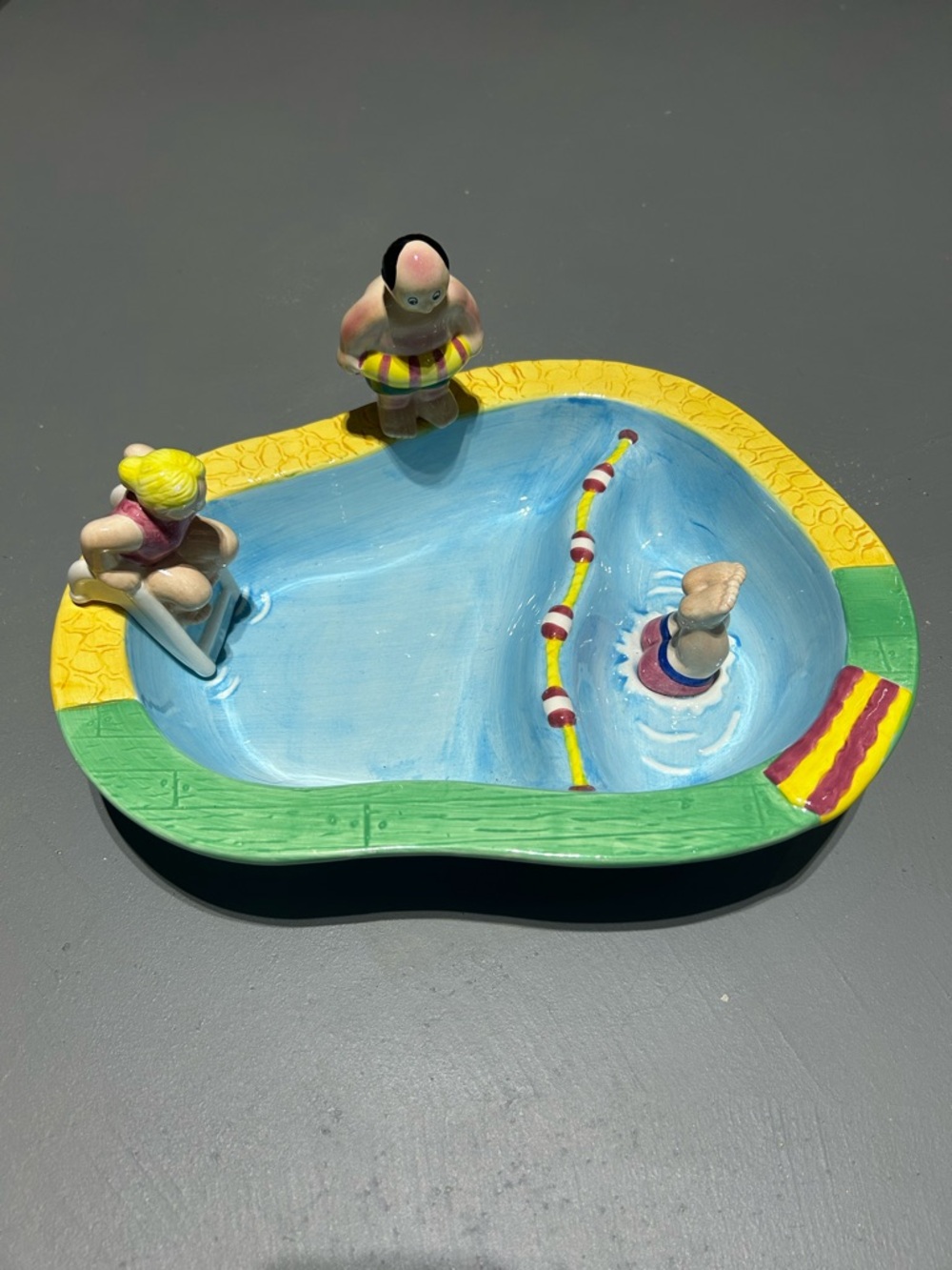 RARE/VINTAGE 1995 Lotus Swimming Pool Ceramic Chip and Dip Serving Set (PERFECT)